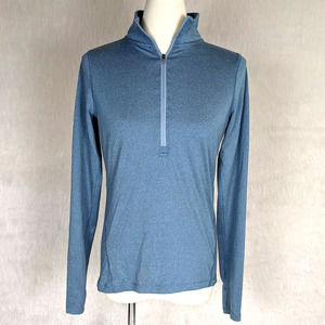 Live Love Dream Blue Quarter Zip Athletic Long Sleeve Stretchy Shirt Small